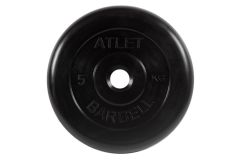 Диск обрезиненный d31мм MB Barbell Atlet 5кг черный MB-AtletB31-5
